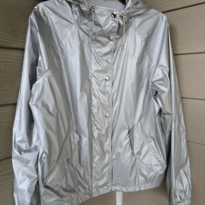 Ralph Lauren Silver Metallic Foil Windbreaker Jacket - Size L